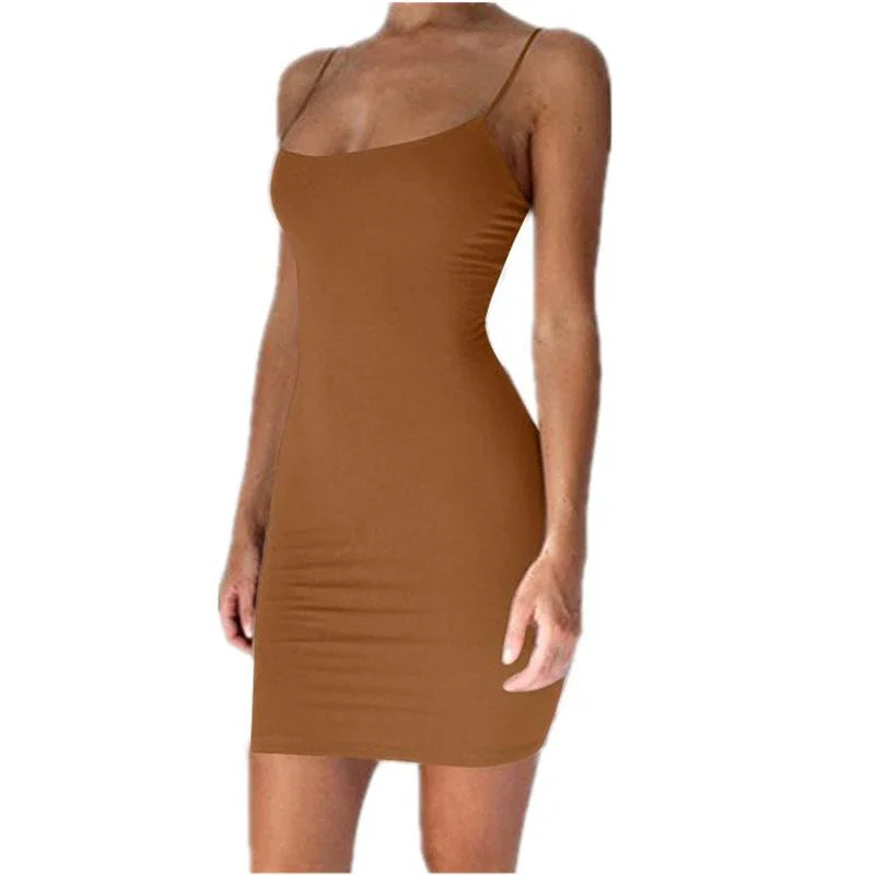 Elegant Sheath Spaghetti Strap Club Party High Street Bodycon Mini Dress