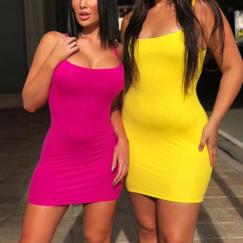 Elegant Sheath Spaghetti Strap Club Party High Street Bodycon Mini Dress