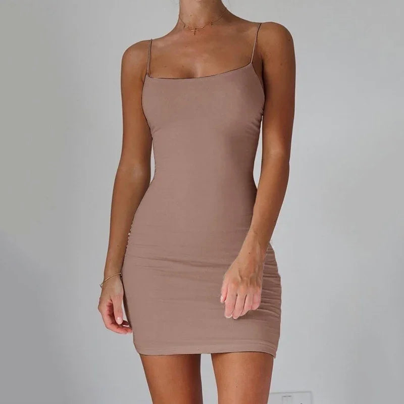 Elegant Sheath Spaghetti Strap Club Party High Street Bodycon Mini Dress