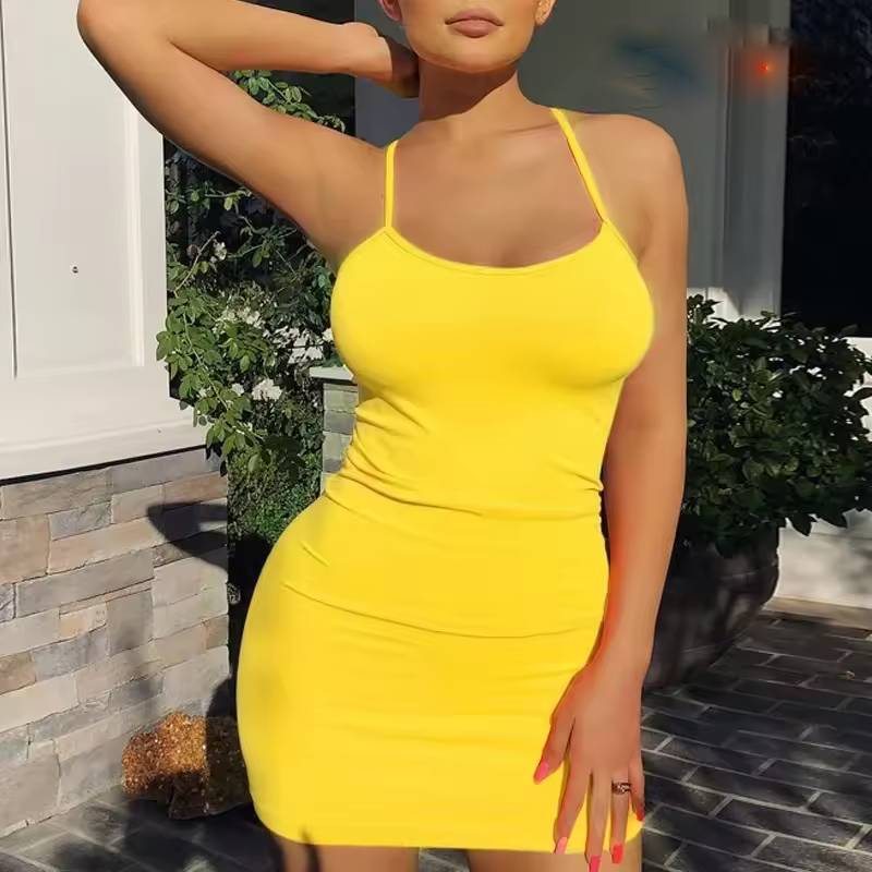 Elegant Sheath Spaghetti Strap Club Party High Street Bodycon Mini Dress