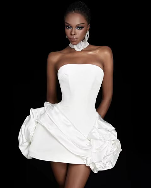 Elegant Sheath Strapless A-line Flower Mini Birthday Party Dress