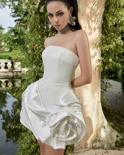 Elegant Sheath Strapless A-line Flower Mini Birthday Party Dress