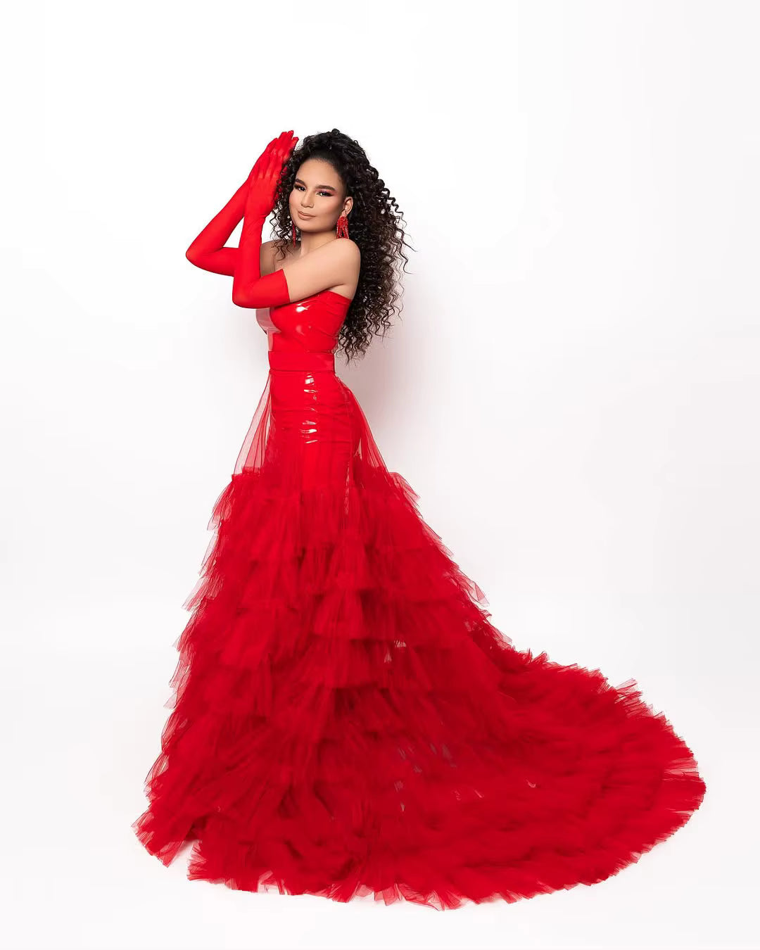 Elegant Sheer Layered Tulle Overskirt A-LINE Detachable Train Wedding Maxi Dress