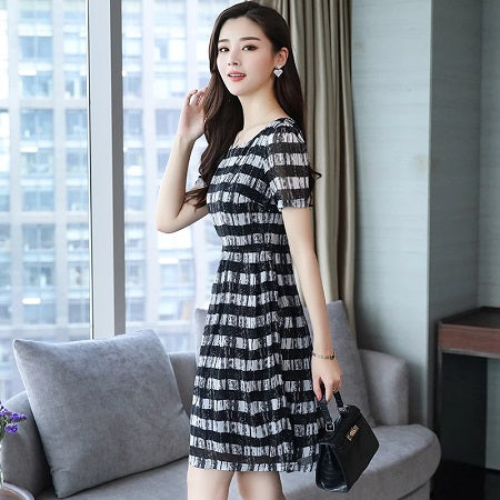 Elegant Short Sleeve Vintage Chiffon Dress