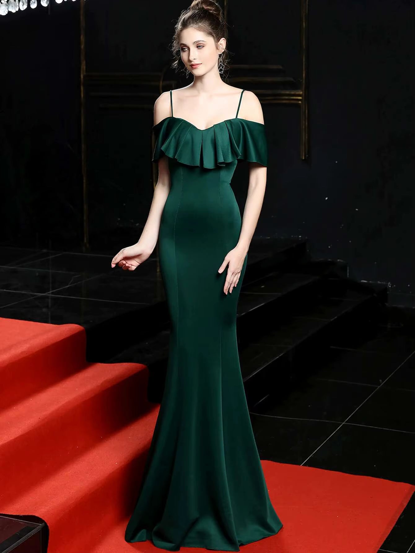 Elegant Slash Neck Backless Bridesmaid Prom Evening Luxury Maxi Dress