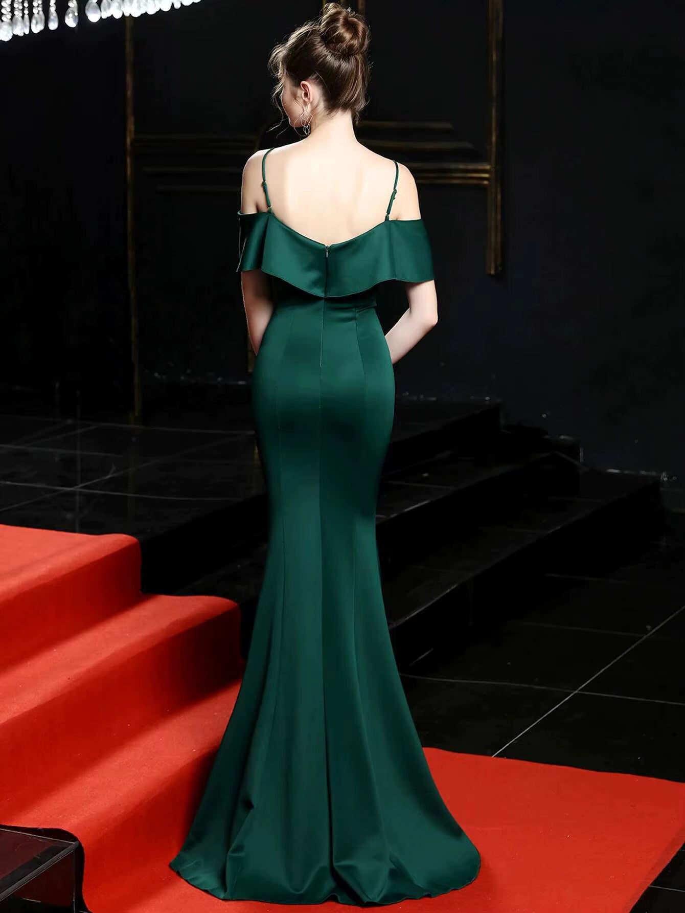 Elegant Slash Neck Backless Bridesmaid Prom Evening Luxury Maxi Dress
