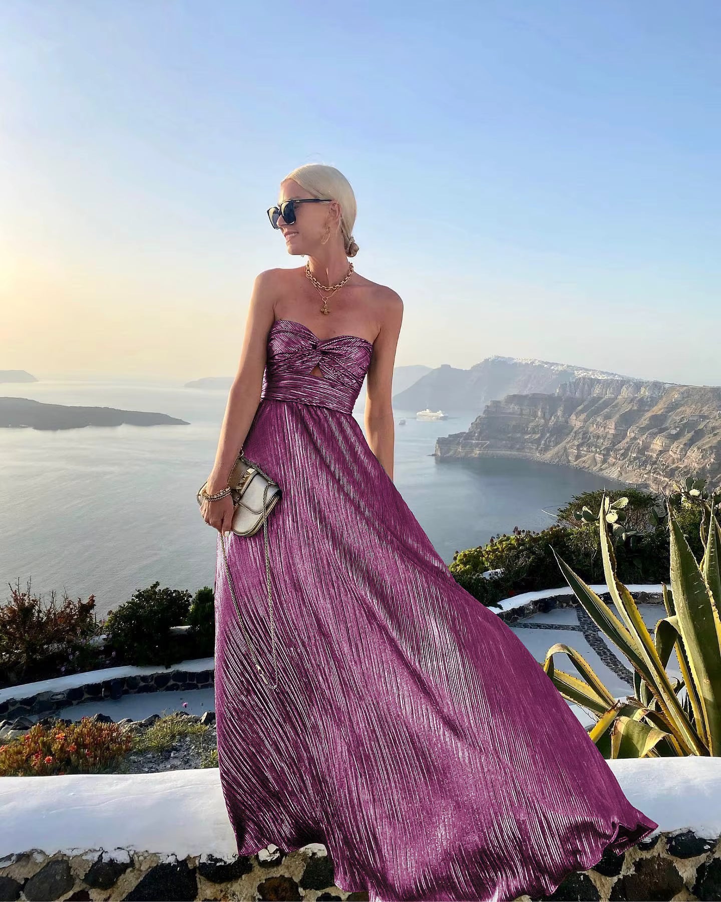 Elegant Sleeveless A-Line Twist Strapless Hollow Out Evening Long Maxi Dress