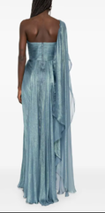 Elegant Sleeveless Chiffon Off The Shoulder Sweetheart Shiny Evening Maxi Dress