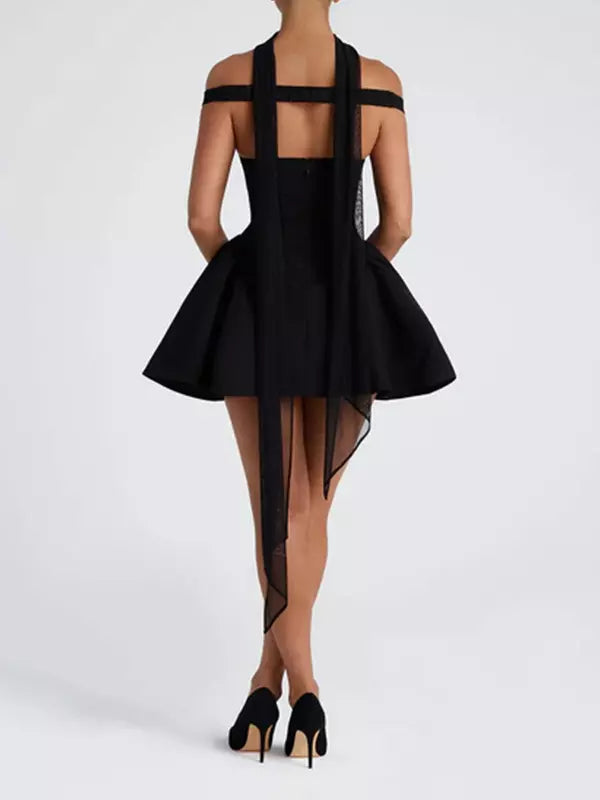 Elegant Sleeveless Heart-Shaped Neckline Off-Shoulder Mini Dress