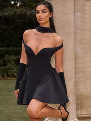 Elegant Sleeveless Heart-Shaped Neckline Off-Shoulder Mini Dress