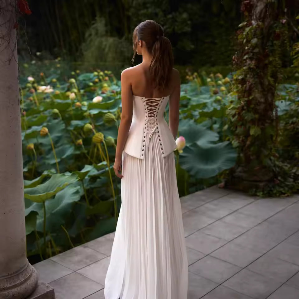Elegant Sleeveless Lace Floor Length Formal Evening Two Piece Set