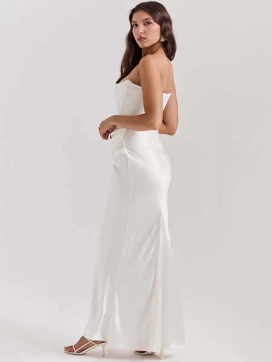 Elegant Sleeveless Pleated Chic Strapless Irregular Bodycon Dress