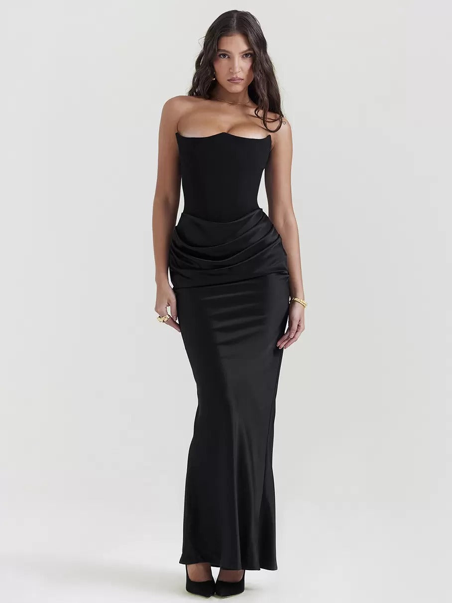 Elegant Sleeveless Pleated Chic Strapless Irregular Bodycon Dress