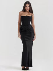 Elegant Sleeveless Pleated Chic Strapless Irregular Bodycon Dress