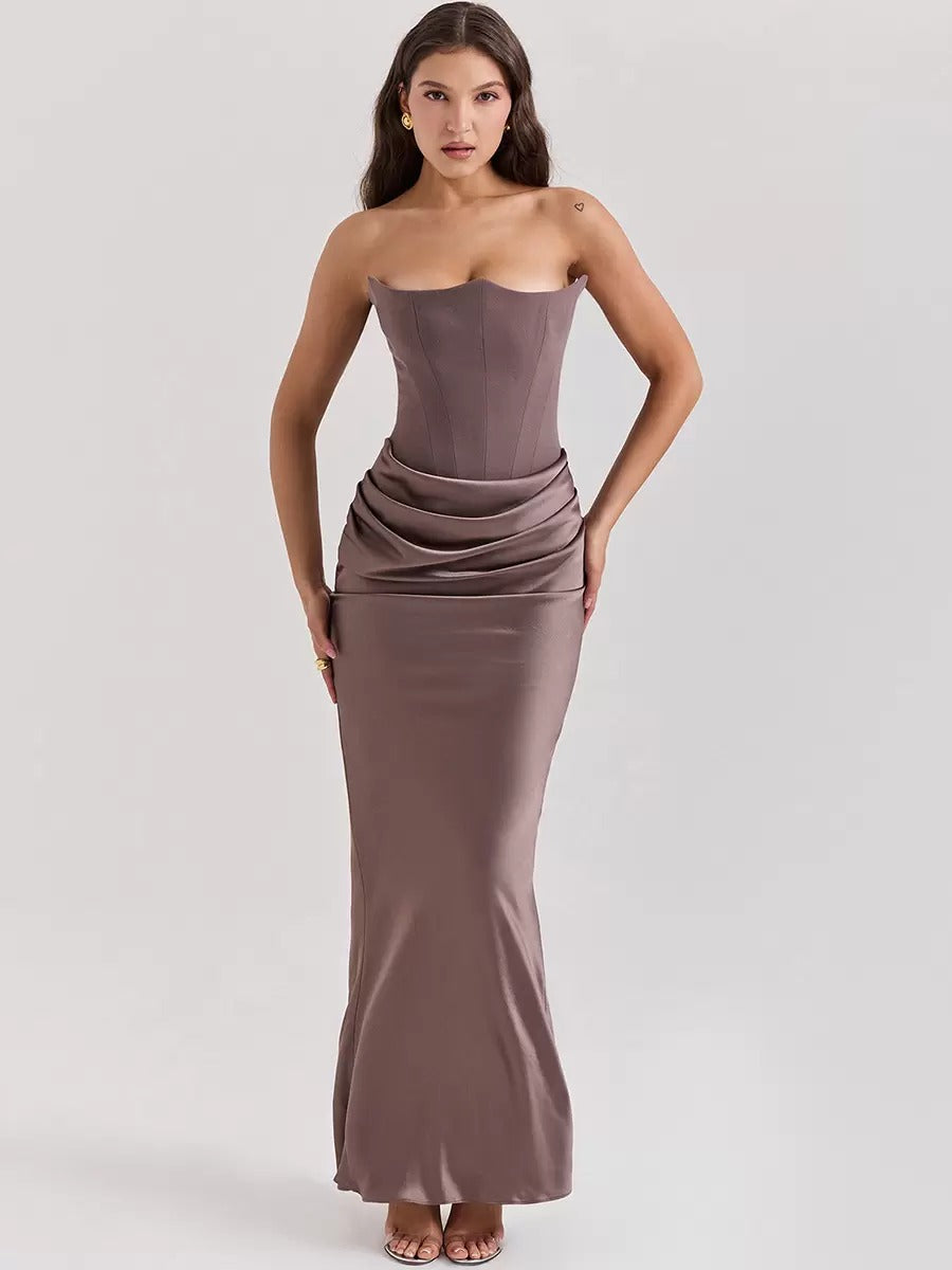 Elegant Sleeveless Pleated Chic Strapless Irregular Bodycon Dress