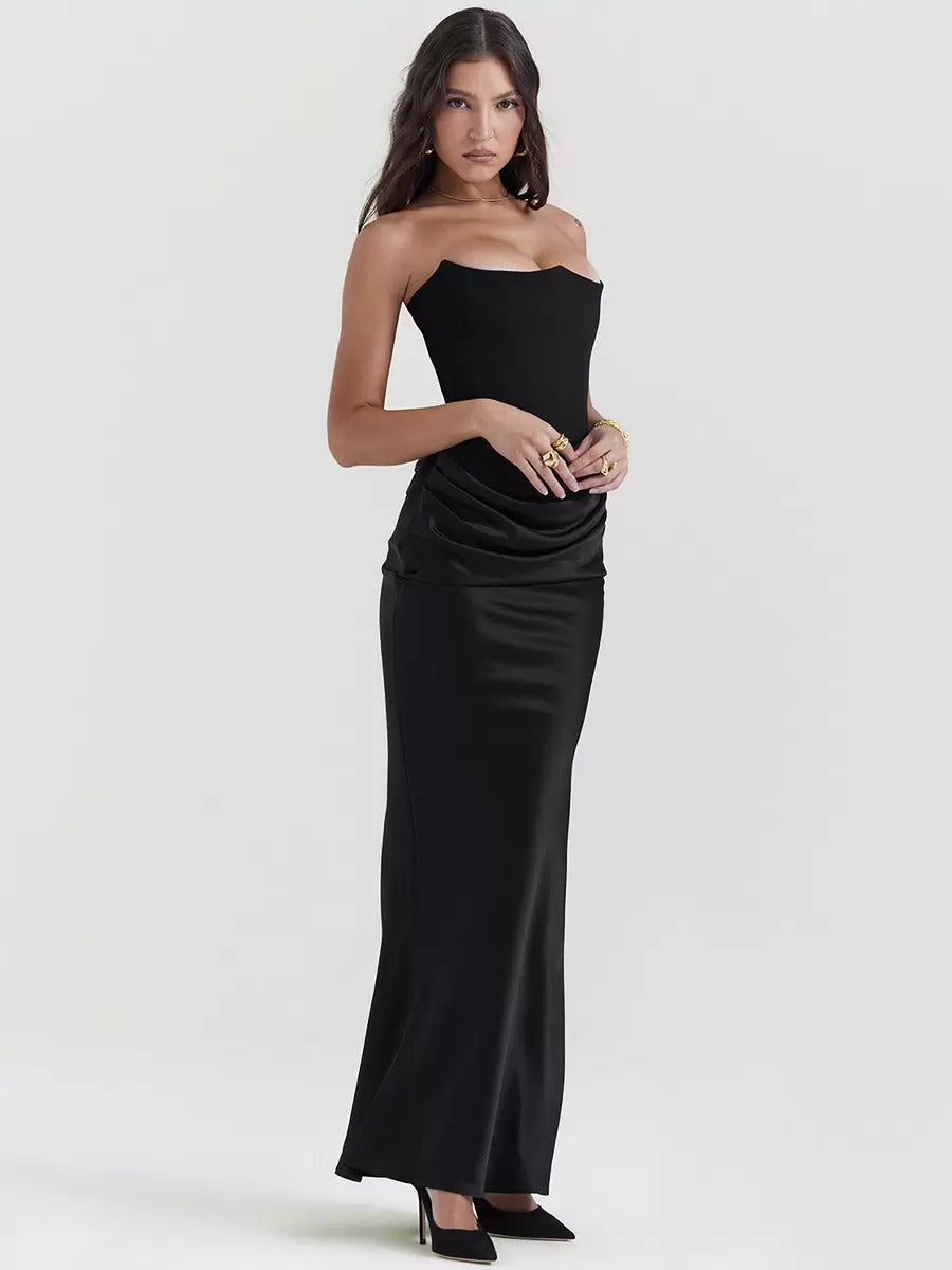 Elegant Sleeveless Pleated Chic Strapless Irregular Bodycon Dress