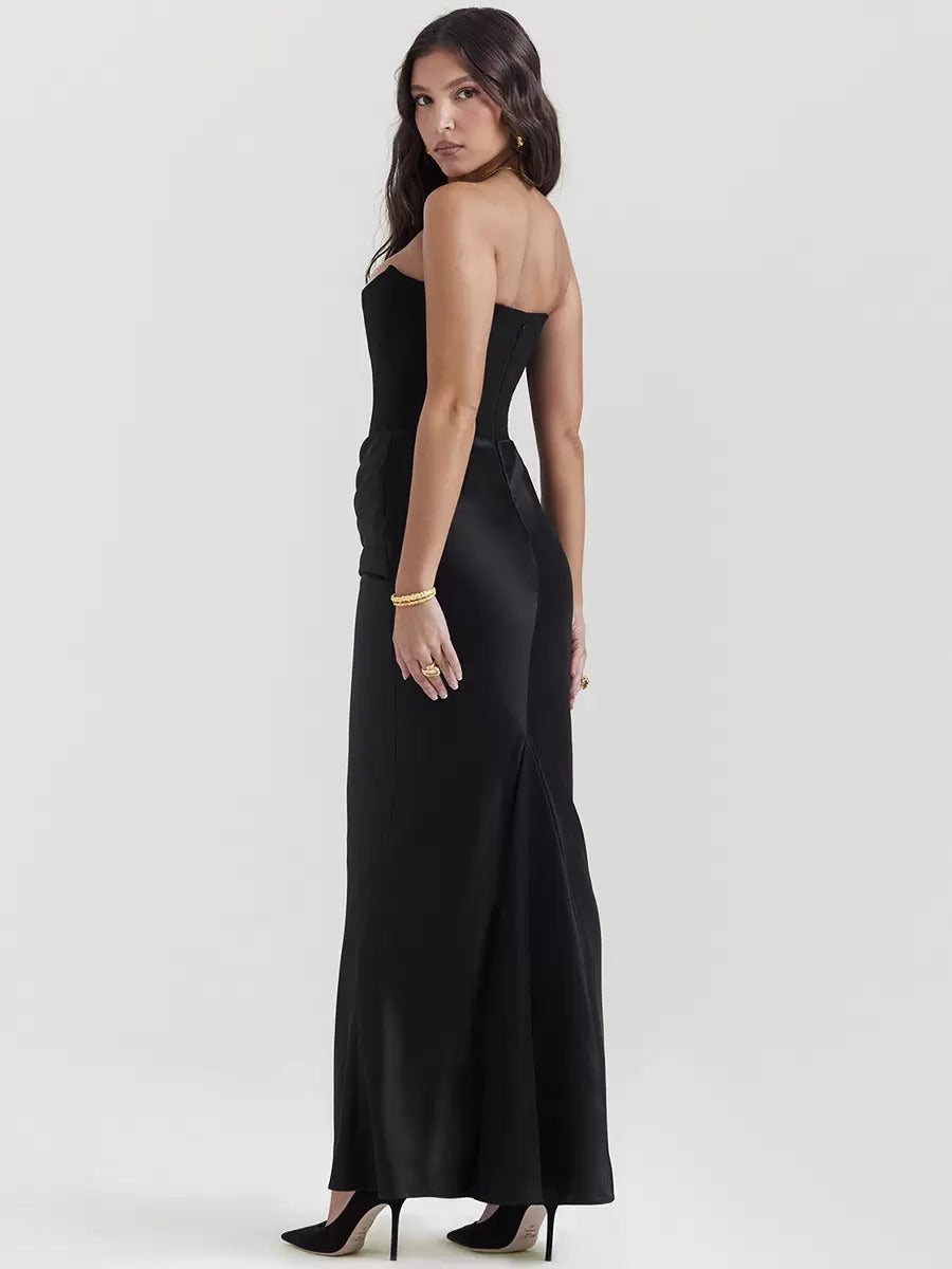 Elegant Sleeveless Pleated Chic Strapless Irregular Bodycon Dress