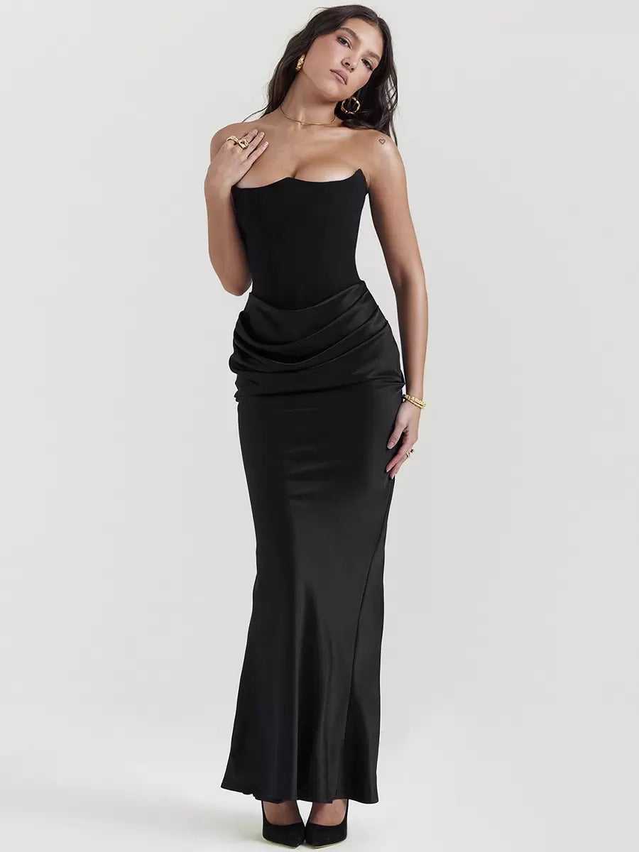 Elegant Sleeveless Pleated Chic Strapless Irregular Bodycon Dress