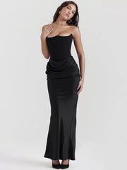 Elegant Sleeveless Pleated Chic Strapless Irregular Bodycon Dress
