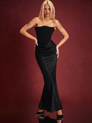 Elegant Sleeveless Pleated Chic Strapless Irregular Bodycon Dress