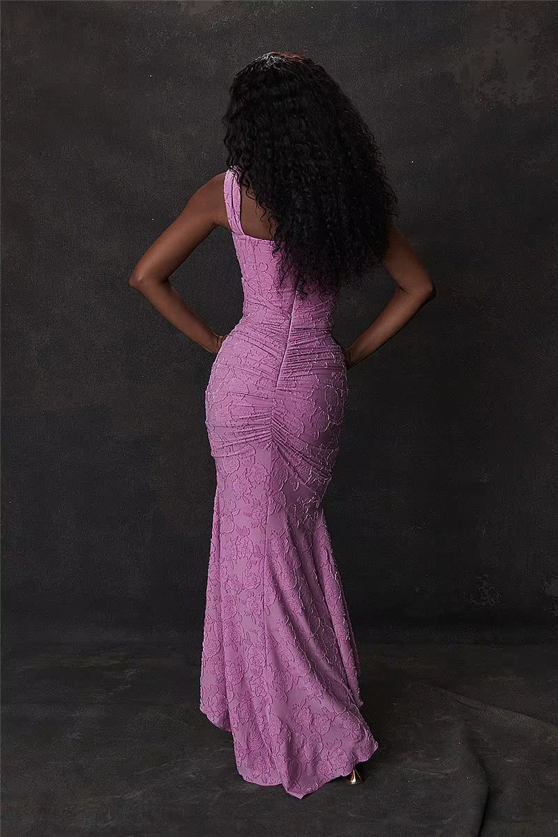 Elegant Sleeveless Strapless Ruched Off-shoulder Backless Bodycon Evening Maxi Dress