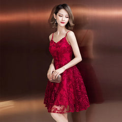 Elegant Sleeveless V-Neck Spaghetti Strap A-LINE Backless Graduation Mini Dress