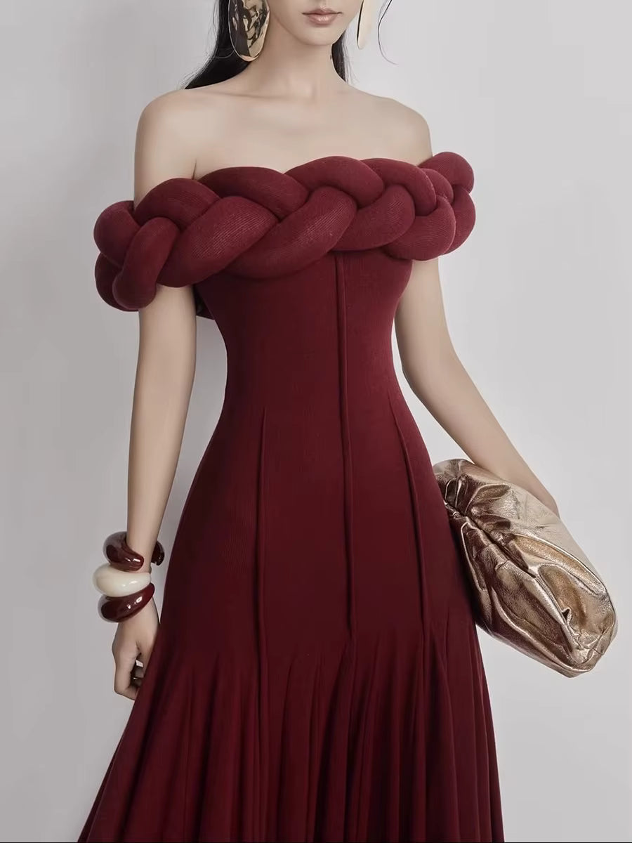 Elegant Slimming Solid Strapless Sleeveless High Waist Temperament Maxi Dress