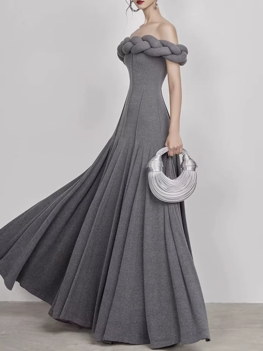 Elegant Slimming Solid Strapless Sleeveless High Waist Temperament Maxi Dress