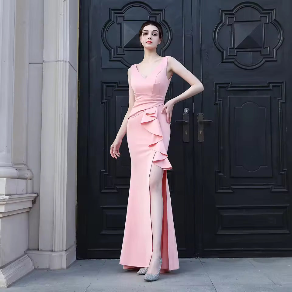 Elegant Soft Formal Long Wedding Guest Maxi Dress