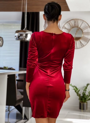 Elegant Solid Color V-neck Pullover A-LINE Slim Fit Dress