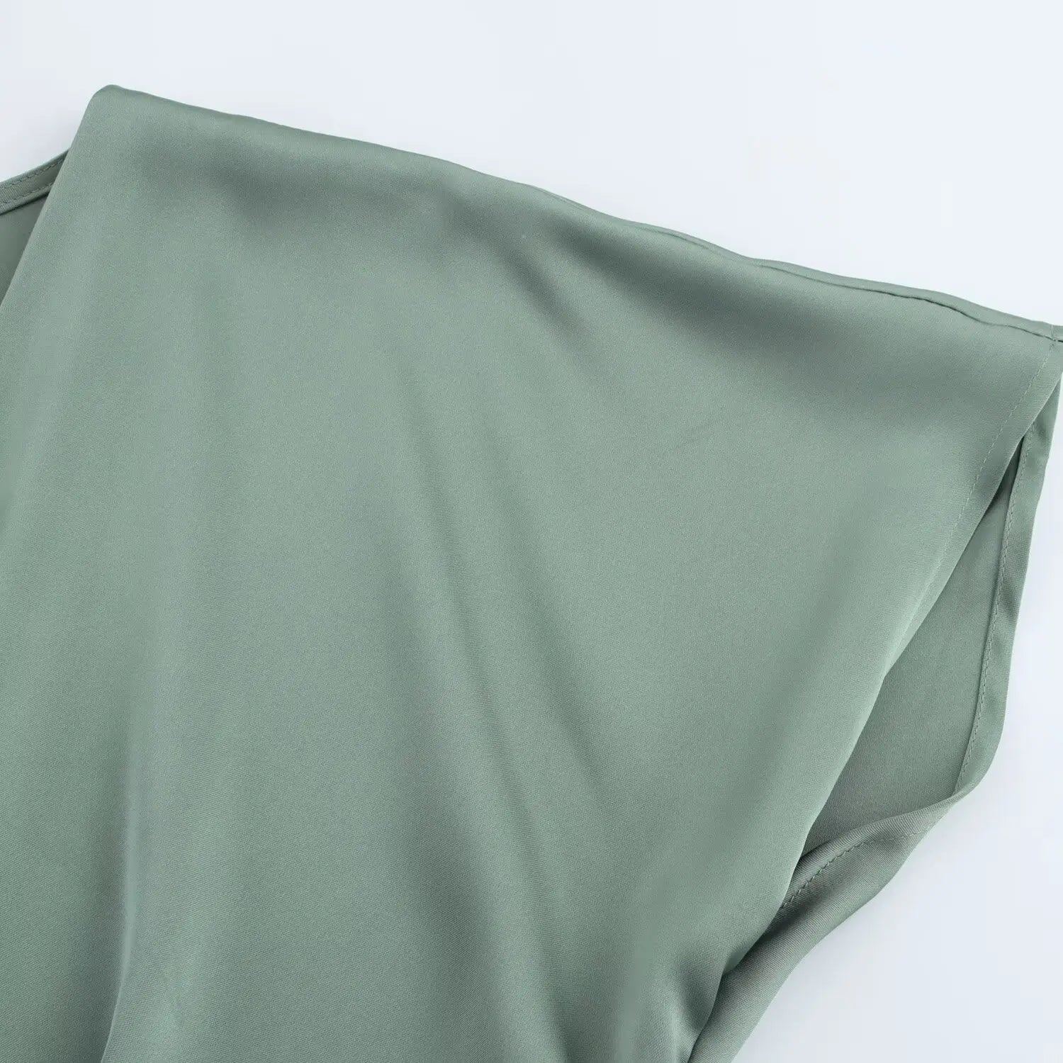 Elegant Solid Satin Zipper Synthetic fiber V Neck Short Sleeve Midi Dress