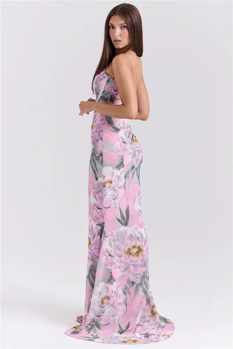 Elegant Spaghetti Strap Floor-Length Backless Sleeveless Maxi Dress