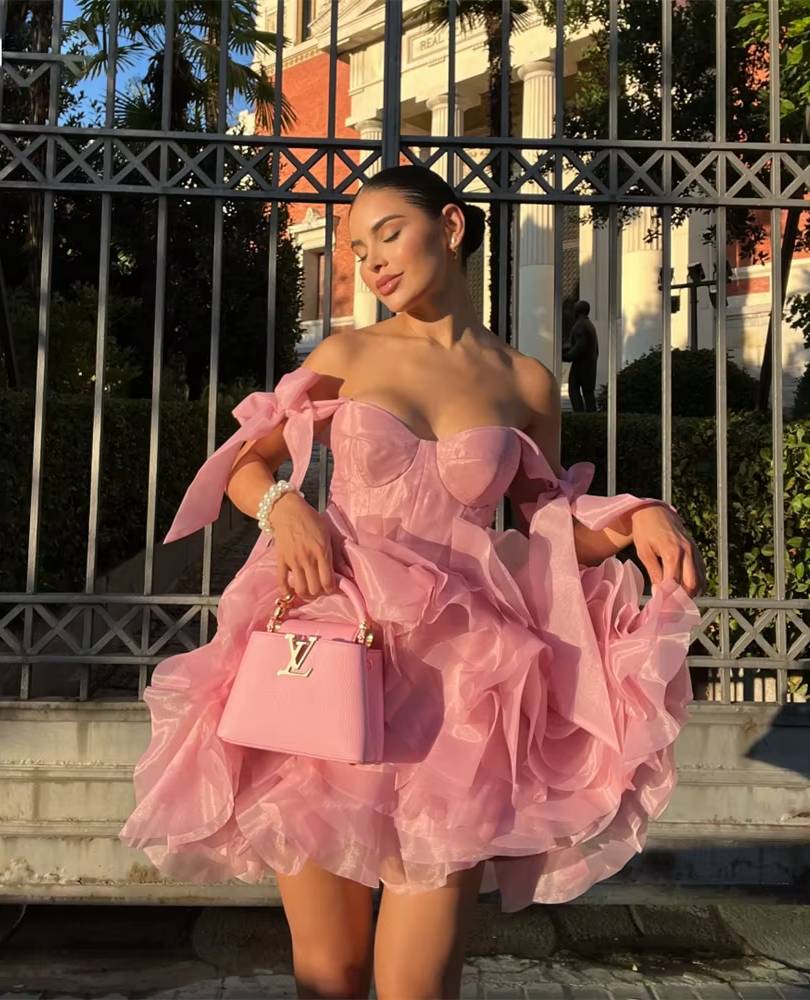 Elegant Spaghetti Strap Bella Tulle Cocktail Party Mini Ball Gown