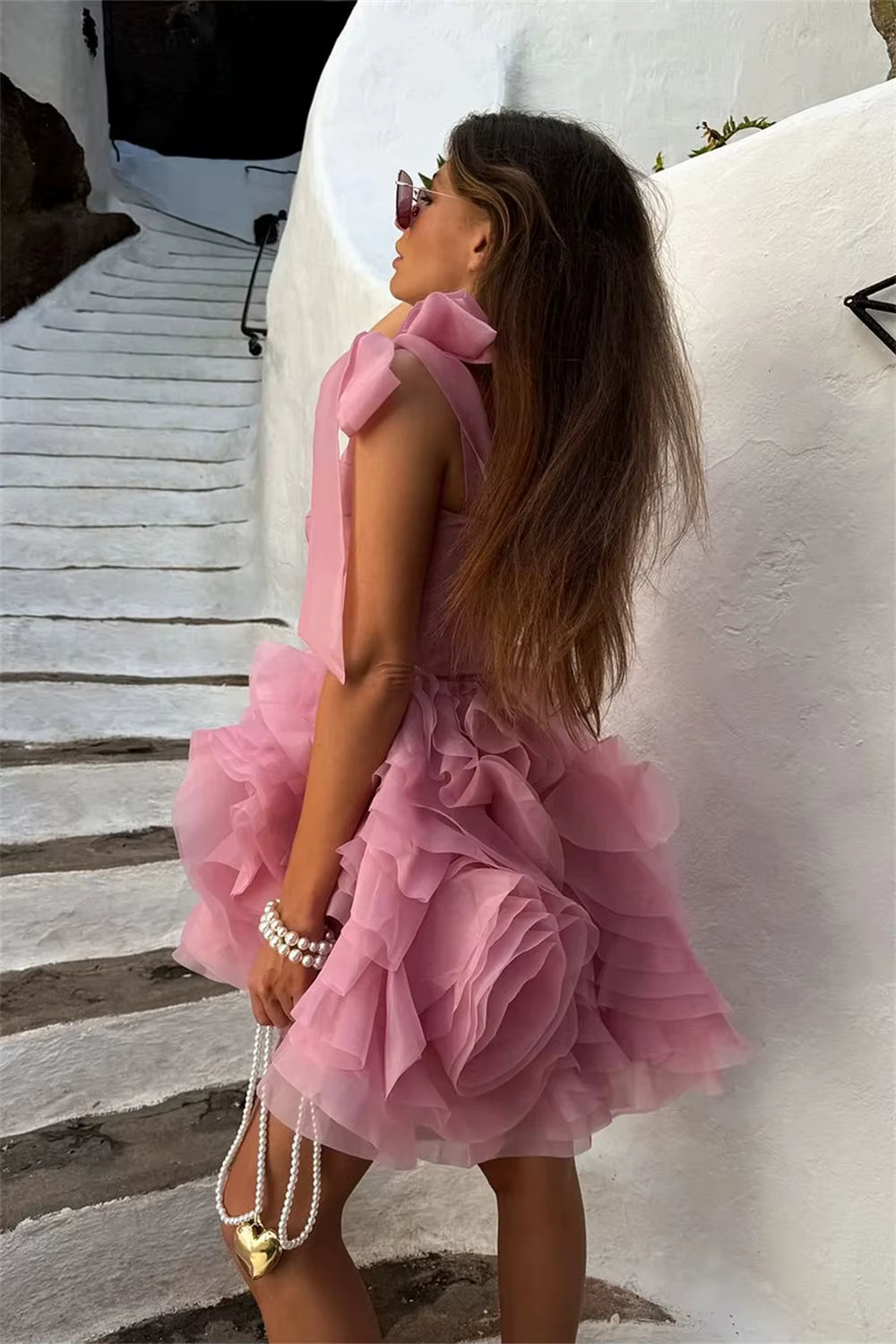 Elegant Spaghetti Strap Bella Tulle Cocktail Party Mini Ball Gown