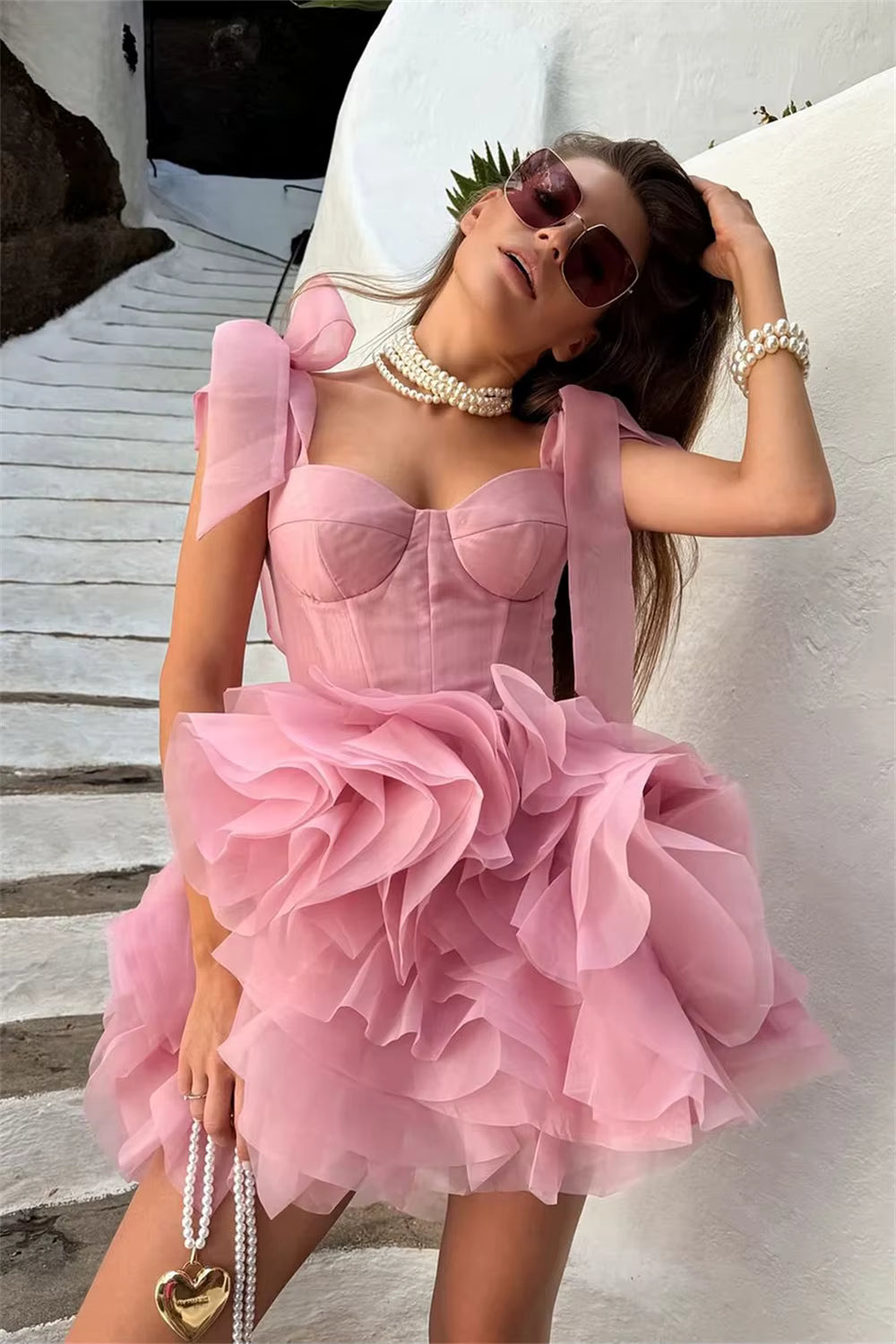 Elegant Spaghetti Strap Bella Tulle Cocktail Party Mini Ball Gown
