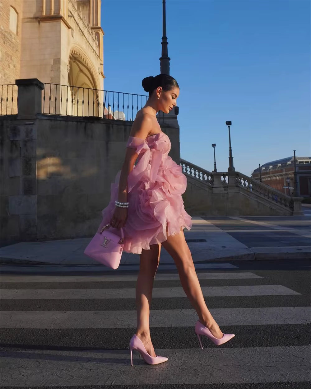 Elegant Spaghetti Strap Bella Tulle Cocktail Party Mini Ball Gown