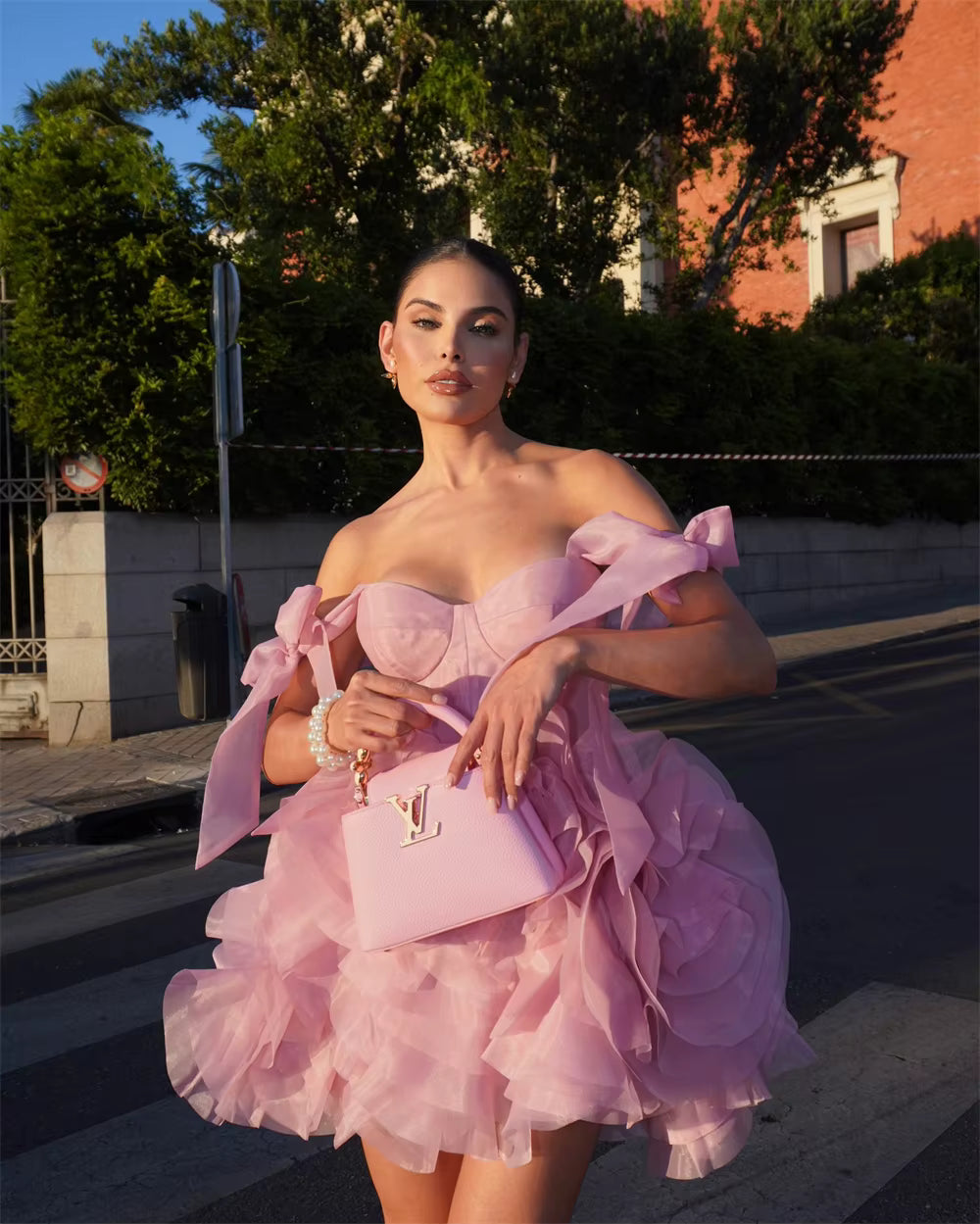 Elegant Spaghetti Strap Bella Tulle Cocktail Party Mini Ball Gown