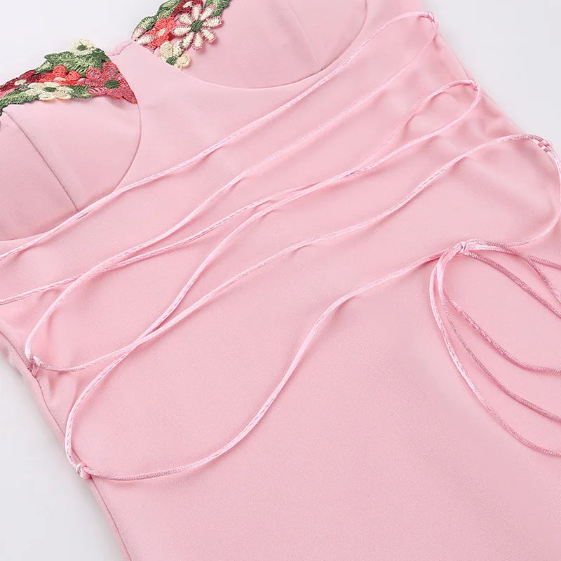 Elegant Spaghetti Strap Print Patchwork Maxi Dress Strapless Sleeveless Backless Bodycon Long Dress