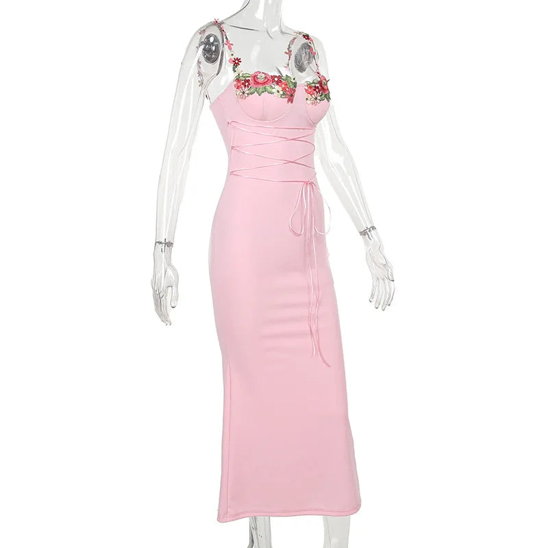 Elegant Spaghetti Strap Print Patchwork Maxi Dress Strapless Sleeveless Backless Bodycon Long Dress