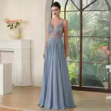 Elegant Spaghetti Straps A Line Beaded Appliques Illusion Prom Maxi Dresses