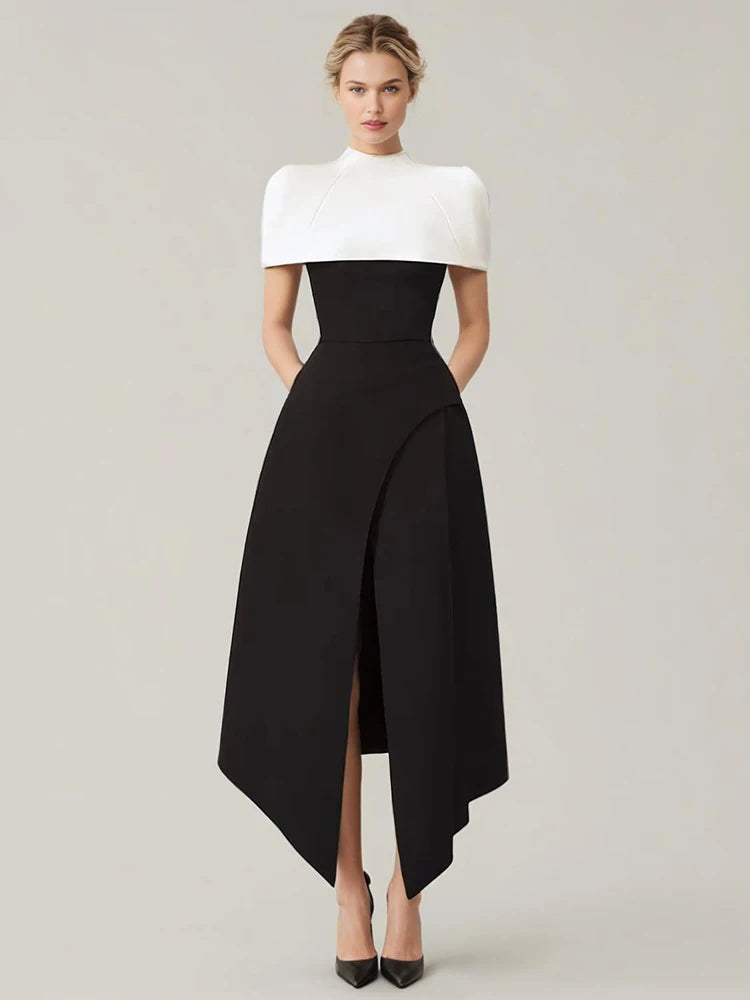 Elegant Square Collar Sleeveless High Waist Pleated Evening Dresses
