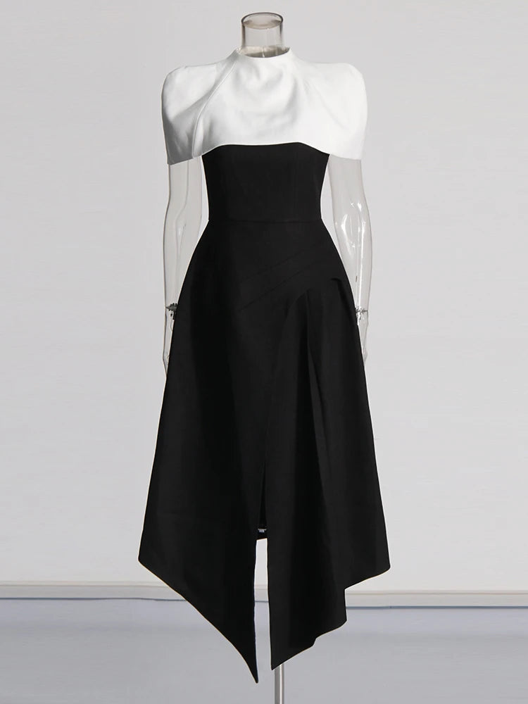 Elegant Square Collar Sleeveless High Waist Pleated Evening Dresses