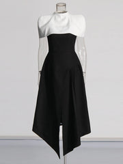 Elegant Square Collar Sleeveless High Waist Pleated Evening Dresses