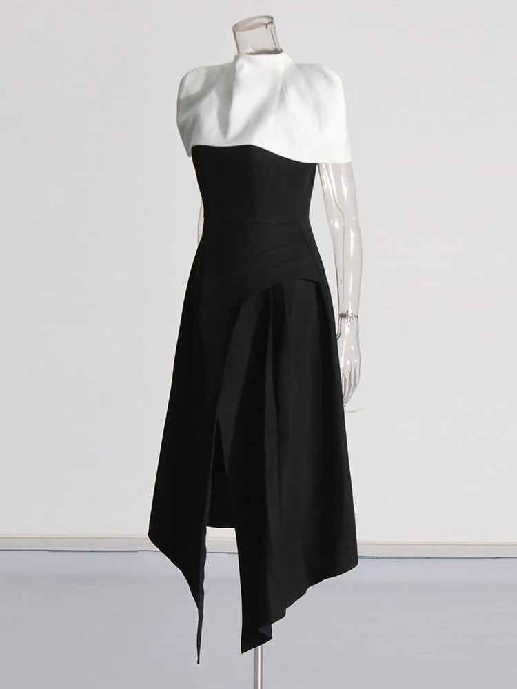 Elegant Square Collar Sleeveless High Waist Pleated Evening Dresses