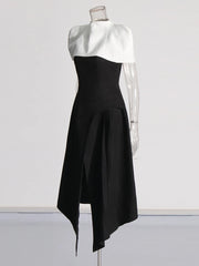 Elegant Square Collar Sleeveless High Waist Pleated Evening Dresses