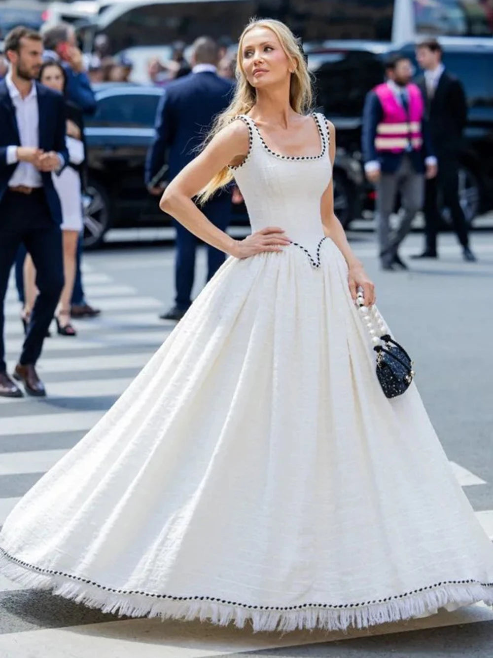 Elegant Square Collar Sleeveless Patchwork Zipper Evening Prom Maxi Dresses