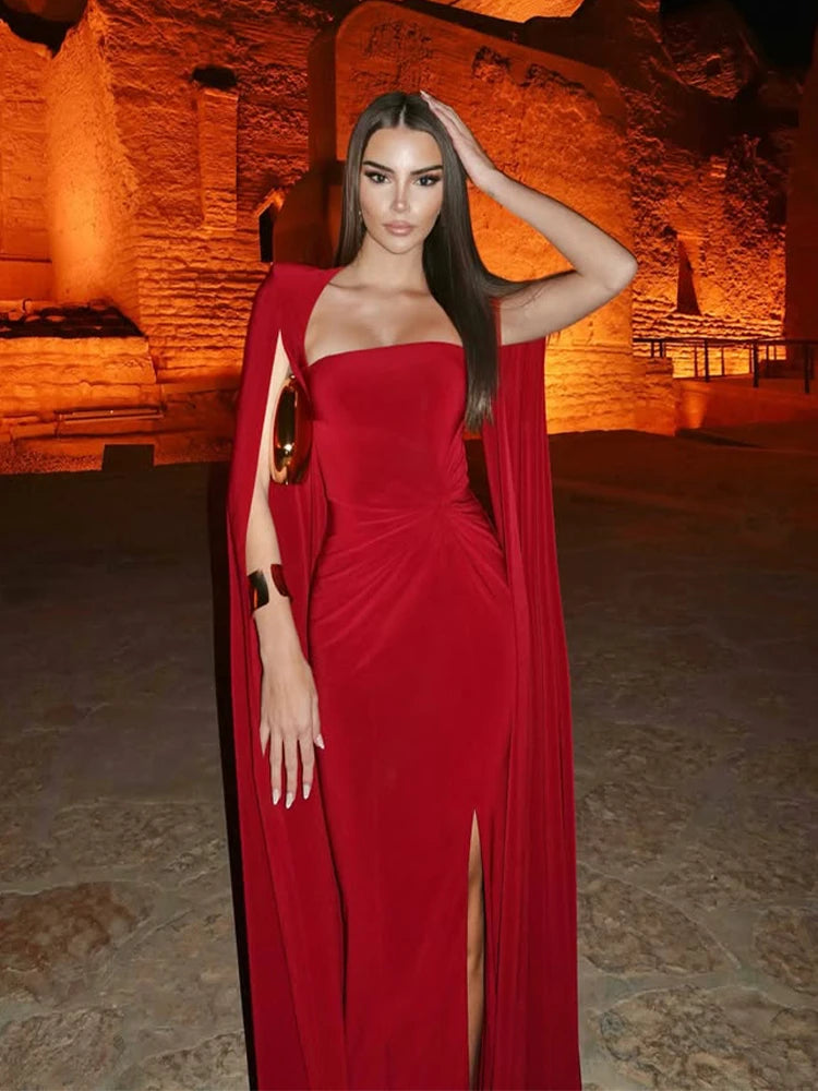 Elegant Square Collar Solid Sleeveless High Split Pullover Bodycon Maxi Dresses