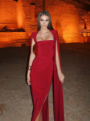Elegant Square Collar Solid Sleeveless High Split Pullover Bodycon Maxi Dresses