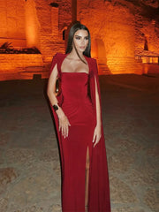 Elegant Square Collar Solid Sleeveless High Split Pullover Bodycon Maxi Dresses