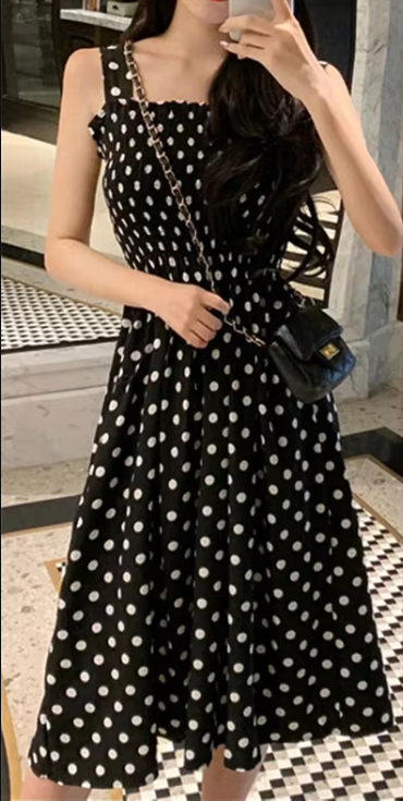 Elegant Square Neck Mid-Calf Sleeveless Chiffon Long Dress